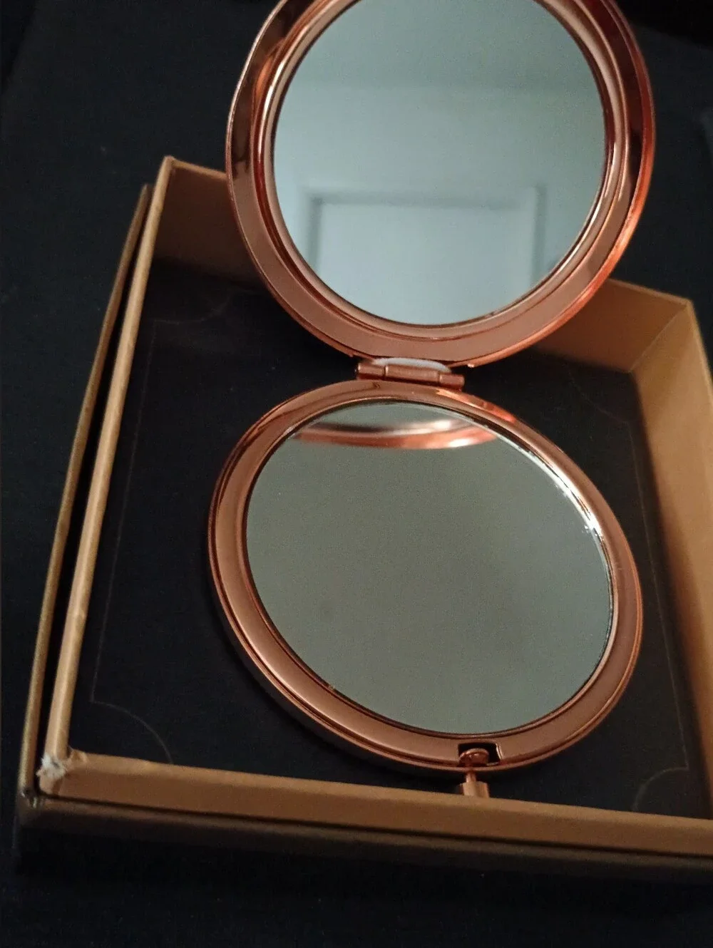 Monet Rose Gold Rhinestone Double Mirror Compact - Picture 4 of 5